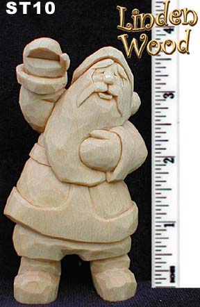 linden wood santa carving waving